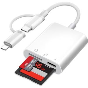 Loydia SD-kaartlezer USB C SD Card Reader, 3 in 1 SD-kaartlezer voor iPhone, fotografie geheugenkaartadapter Lightning SD Card Adapter voor SD/MicroSD/MMC/SDXC/SDHC/MicroSDHC, Plug and Play