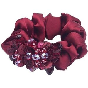 Elegante bloem scrunchies dames meisjes elastische haarelastiekjes accessoires stropdas haarring touw paardenstaart houder hoofdtooi (Size : 20 wine red)