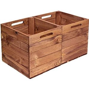 Set van 2 houten kisten, opbergkisten, geschikt voor alle Kallax-rekken en Expidit planken, Kallax-systemen, wijnkist, fruitkist, rekkist, afmetingen 33 x 37,5 x 32,5 cm, Kallax boxen inzetstuk
