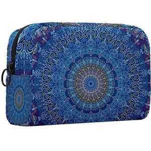 Cosmetische tas voor dames,kleine make-uptas voor portemonnee,Blauwe Mandala,Cosmetische reistas,make-uptasje