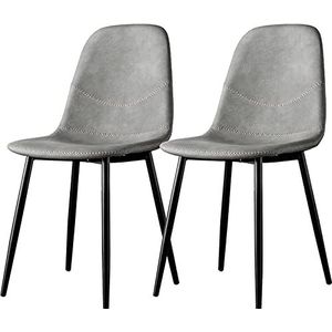 GEIRONV Eetkamerstoel set van 2, moderne kunstleer stoel for thuiskantoor restaurant receptie vrije tijd rugleuning tafel kruk make-up stoel Eetstoelen (Color : Light Grey, Size : 83 * 45 * 40cm)