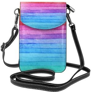 BeNtli Schoudertas voor dames, PU-crossbody-portemonnee, mobiele telefoonportemonnee, kleine schoudertas, aquarelkleur, heldere kleuren, lijntekeningen, Zoals op de afbeelding., Eén Maat