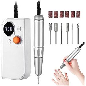 Elektrische nagelvijl, Nagelboormachine Elektrische nagelboor Sander Manicure Frees Set Professionele nagelvijl Gel Polish Remover Oplaadbaar voor zowel natuurlijke als kunstnagels (Color : White, S
