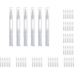 10 Set 6 stuks Lege Twist Pen met Borstel - Veelzijdig en gemakkelijk te gebruiken voor verschillende cosmetische toepassingen Plastic Transparante Twist Pennen Wit