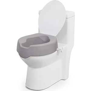 OasisSpace Toiletbrilverhogers met deksel en slot - gewatteerde toiletbril voor volwassenen, verhoogde toiletbril voor standaard en langwerpig toilet, verhoogde toiletbril 10,5 cm voor hulp bij het