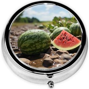 Pillendoos Watermeloen Ronde Pil Case 3 Compartiment Geneeskunde Pil Organizer Leuke Pil Organizer Draagbare Reizen Pillendoos Vitamine Kabeljauw Leverolie Opbergdoos Unieke Gift
