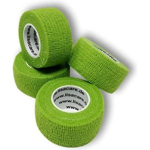 LisaCare Vingerpleisters - kleine pleisters elastisch, waterbestendig, stof- vet- en vuilafstotende pleisters - lichtgroen - 4 rollen á 2,5 cm x 4,5 m