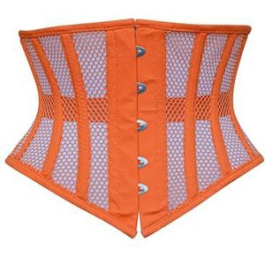 Hi-GERMANWEARS Dames Underbust Corset Zwart Mesh Steel Boned Waist Trainer Body Shaper Cincher Waspie Heavy Duty Short Torso Taillekorset, oranje, XS