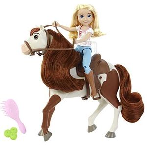 �​Spirit Abigail Pop (ca. 18 cm) met 7 beweegbare gewrichten, modieus topje, 1 borstel, appeltraktatie en paard Boomerang (ca. 20 cm) met zachte manen en staart, voor kinderen vanaf 3 jaar, HFB91