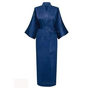 LHSJYG Dames gewaden dames satijn lange bruiloft bruid bruidsmeisje gewaad badjas badjas grote maat sexy badjas (diepblauw, 4XL)
