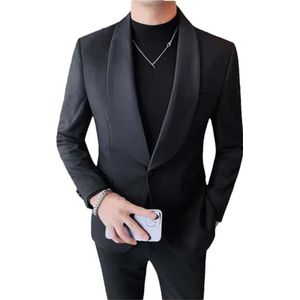 Herenkleding, casual mode smoking blazers jas heren slim fit pak jas met één rij knopen, Zwart, XL