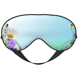 Paarse bloem wit madeliefje slaapmasker, oogmasker om te slapen, volledig verstelbare ooghoezen voor vrouwen/mannen