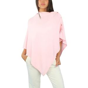 Win's Gemengde kasjmier poncho voor dames, gemaakt in Italië, Lichtroze, One Size