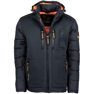 Geographical Norway Winterjas voor heren, gewatteerd, met capuchon, warm gevoerd, voor skiën/snowboarden, winter/herfst, maat S tot 7XL, navy, L