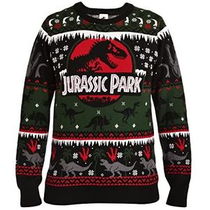 Elbenwald Jurassic Park gebreide trui met filmlogo voor heren dames unisex katoen zwart - L