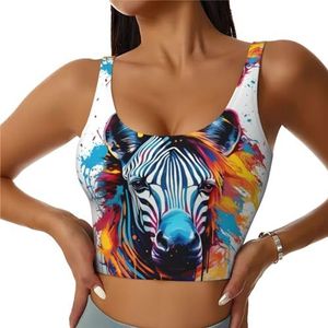 Abstracte Dier Zebra Print Casual Wear Vrouwen Sport Vest Yoga Vest Workout Vest Voor Vrouwen Lichtgewicht Trendy, Zwart, S