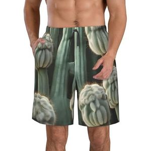 Alpaca Cactus Print Stijlvolle Mannen Strand Shorts Lichtgewicht Gezellige Zwembroek Zomer Casual Uitstapjes Vakantie, Wit, 3XL