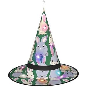 SSIMOO Many Bunny Leuke Halloween Heksenhoed voor dames - Led Light-Up Cap - Ideaal voor feesten en rollenspellen