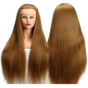 Nieuwe mannequinkop van 80% echt mensenhaar for haarstyling, professionele haarverzorging, cosmeticapoppenhoofd for kapsels(Gold)