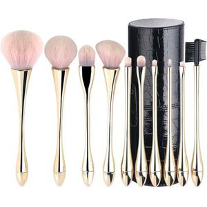Zachte Kleine Taille Goud 10 Make-up Borstels Beauty Tool Set Beginner Make-up Borstel
