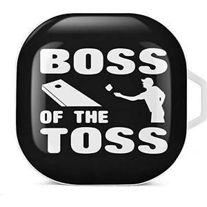 Boss of The Toss Cornhole Earbuds Case Compatibel met Samsung Hard Shell Beschermhoes Wit-Stijl