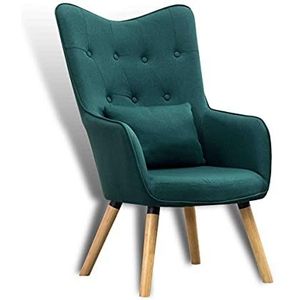 ESTEXO® TV stoel, TV fauteuil, lounge, relaxstoel, gestoffeerde stoel, leesstoel, stof, kussen (donkergroen)