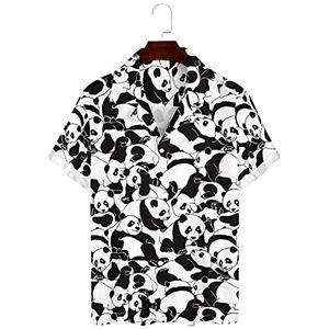 Panda's zeer dicht bij elkaar heren Hawaiiaanse shirts korte mouw Guayabera shirt casual strand shirt zomer T-shirts L