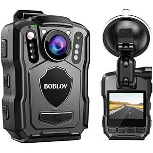 BOBLOV Lichaamscamera M5 2K/1440P 256 GB, GPS Body Cam Grote Ingebouwde 42,00 mAh batterij, 12 uur video, nachtzicht IP67 waterdicht, zuignaphouder voor auto