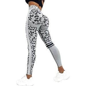 YXINAER Vrouwen Yoga Broek Luipaard Naadloze Hoge Taille Lifting Hip Perzik Hip Fitness Broek Yoga Pak Strakke Running Sport Broek Yoga Leggings, Grijs, L