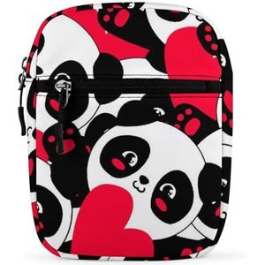 Naadloze Panda Hart Mini Crossbody Tas Unisex Anti-Diefstal Side Schoudertassen Reizen Kleine Messenger Bag