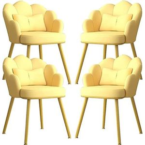 GEIRONV Eetkamerstoelen set van 4, kaptafel make-up stoel moderne lederen keuken slaapkamer trouwkamer balkon bank stoel metalen poten Eetstoelen (Color : Yellow, Size : 77 * 50 * 40cm)