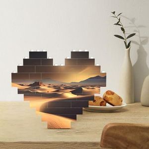 Bouwsteenpuzzel hartvormige bouwstenen Sahara woestijn puzzels blokpuzzel voor volwassenen 3D micro bouwstenen voor huisdecoratie bakstenen set