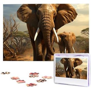 Olifant Dieren Puzzels 1000 Stuks Jigsaw Puzzels Gepersonaliseerde Puzzel Houten Foto Puzzel voor Volwassenen Foto Puzzel Kunst Muur Opknoping Decor voor Verjaardag Bruiloft Valentijnsdag Verjaardag