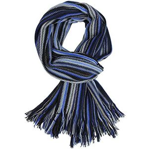 Rotfuchs Sjaal knuffelsjaal gebreide sjaal raschelsjaal strepen modieus blauw grijs 100% wol (merino), Balu Grijs, 204 x 60 cm inkl. Fransen