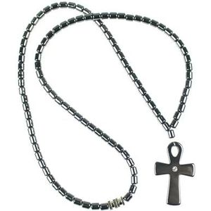 Nieuwe zwarte magnetiet kralen kettingen kruis hanger magneet spanschroef ketting nek voor mannen hem religieuze sieraden