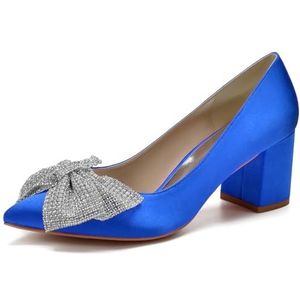 SYDZSW Zijden Bruiloft Schoenen Ivoor Bruids Schoenen Bruiloft Uitnodiging Schoenen, Blauw, 43 EU