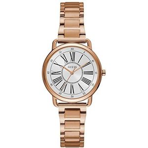 GUESS 8.43124E+12 Analoog kwartshorloge voor dames met roestvrij stalen armband