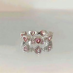 Sprankelende roze zirkoon bruid ringen voor vrouwen paren Koreaanse Trendy hart ster geometrische bruiloft partij sieraden-stijl 05