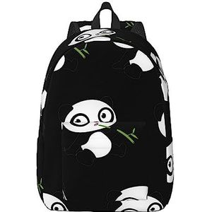 BONDIJ Kleine Panda Unisex Rugzak Lichtgewicht Canvas Tas Leuke Reizen Rugzakken, Zwart, Small