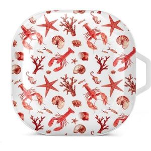 Aquarel Sea Life Oordopjes Hoesje Compatibel met Samsung Hard Shell Beschermhoes Wit-Stijl