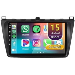 Android 15 Radio,voor Mazda 6 2008-2015, 9 Inch Touchscreen Autoradio Met Wireless CarPlay Android Auto Bluetooth WIFI GPS-navigatie Swc(F 8core(8G+256G))