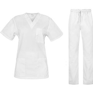 B-well Colombo Scrubs, uniseks, jas en broek, set, geneeskunde, arts, uniform, beroepskleding, dikke stof