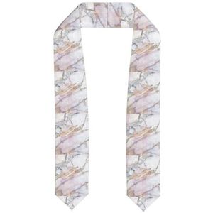 FRGMNT Roze wit marmer patroon print klasse van 2024 afstuderen gestolen sjerp, unisex 72 inch lange sjaal voor academische aanvang, Afgevlakt, Eén maat