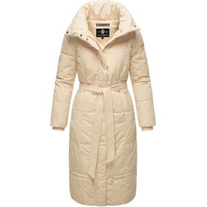 Navahoo Mirenaa Wintermantel voor dames, warme gewatteerde jas, extra lang, met riem, S-XXL, Crème, M