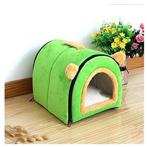 Hondenmand Boog Ontwerp Puppy Winter Bed Huis Kennel Fleece Zacht Nest Voor Kleine Middelgrote Hondenhok Voor Kat Huisdierbed (Color : Green, Size : M)