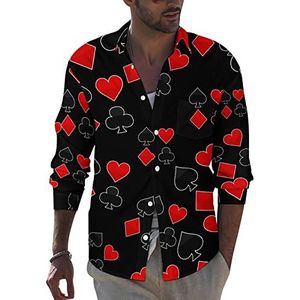 Poker heren button down shirt met lange mouwen casual strand tops met zak normale pasvorm