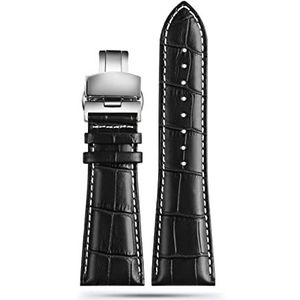 YingYou 22mm 23mm 24mm 26mm 28mm Heren Alligator Echt Leer Grote Breedte Horlogebandje Compatibel Met Diesel Horlogeband Horloges Band(Color:Black white S,Size:22mm)