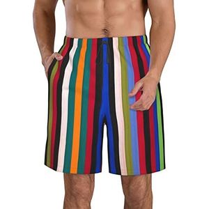 PHTZEZFC Strandshorts voor heren met gekleurde strepen - lichtgewicht, sneldrogende zwembroek met trekkoord en zakken, Wit, M