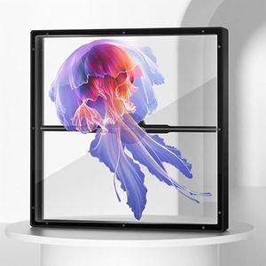 3D Hologram LED Fan Projector, 20W Fan Display Animation Video Projector with Aluminium Alloy Cover, Equipped with 244 High Gloss LED Beads, Smart Wireless Control,zwart,45X45CM