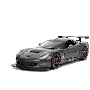 Big Time Muscle 1:24 2005 Chevy Corvette C6R Die-cast Car Charcoal Grey, Toys for Kids and Adults